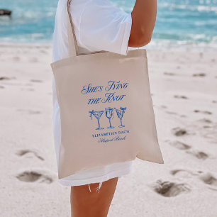 She's Tying The Knot Coastal Elegant Hand Drawn Tote Bag