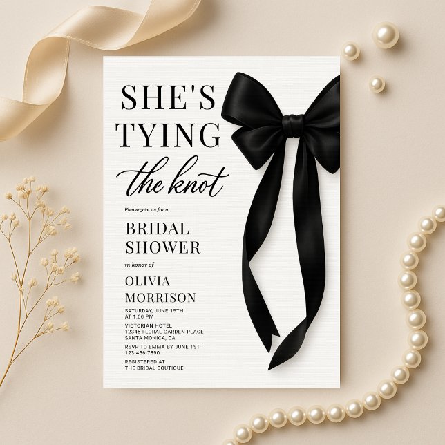 She's Tying The Knot Coquette Bridal Shower  Invitation (Creator Uploaded)
