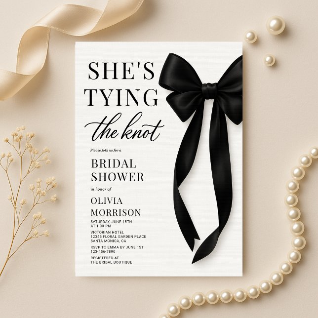 She's Tying The Knot Coquette Bridal Shower  Invitation (Creator Uploaded)