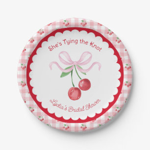 She's Tying the Knot Coquette Cherry Bridal Shower Paper Plate