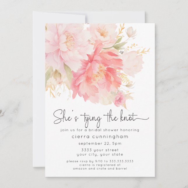 She's Tying The Knot Floral Bridal Shower Invitation (Front)