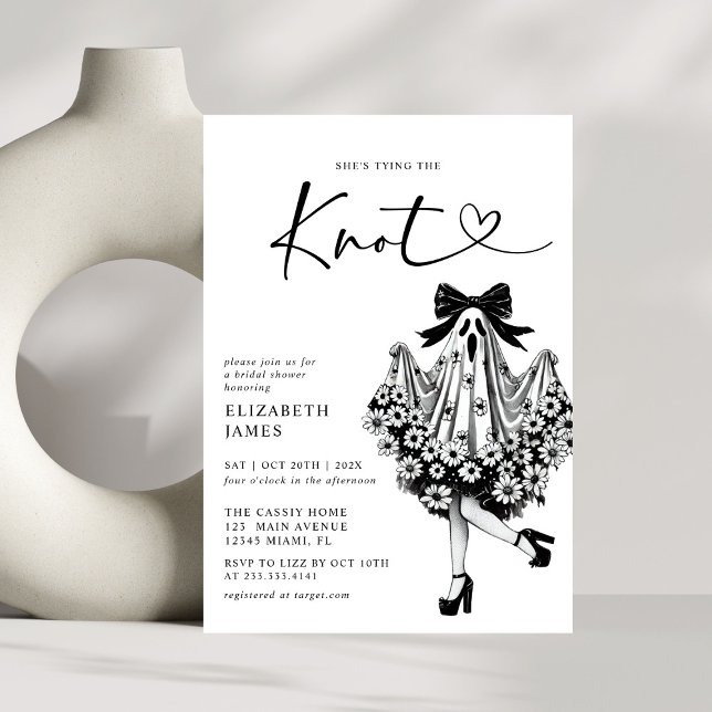 She's Tying The Knot  Ghost Floral  Bridal Shower Invitation (Creator Uploaded)