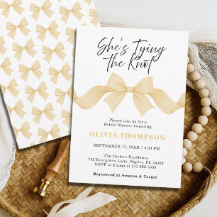 She's Tying the Knot Gold Bow Bridal Shower Invitation
