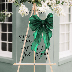She's Tying The Knot Green Bow Welcome Sign