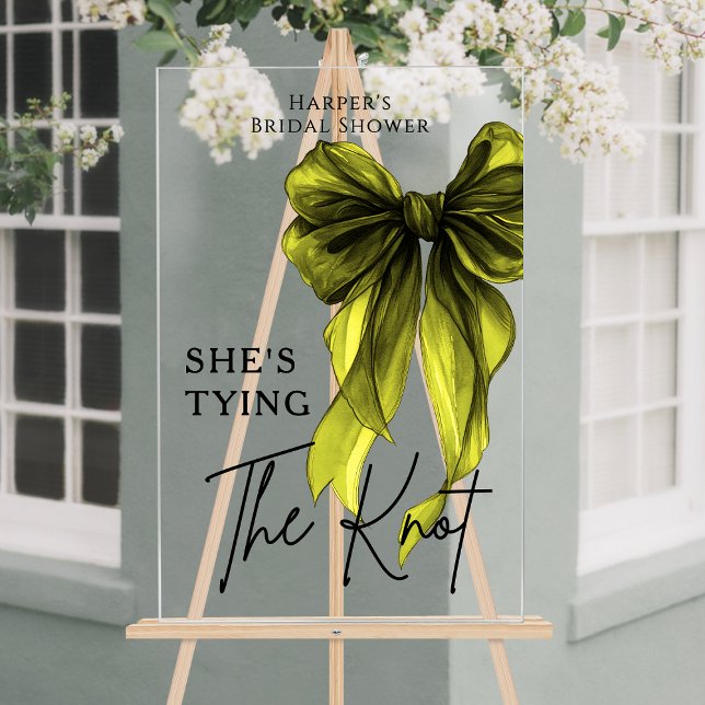 She's Tying The Knot Green Bow Welcome Sign (Creator Uploaded)