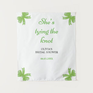She's Tying The Knot Green Bridal Shower Backdrop Tapestry