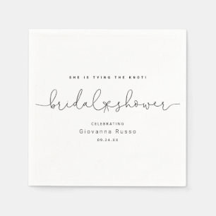She's Tying the Knot Minimalist Bridal Shower Napkin