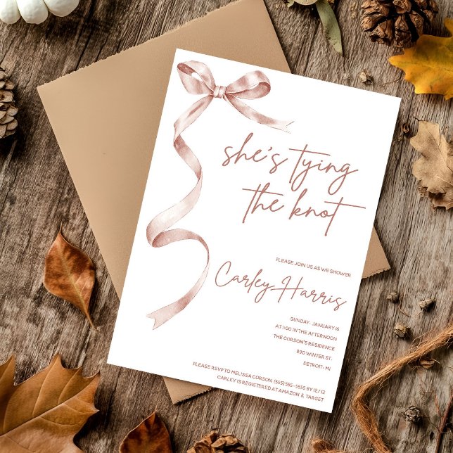 She's Tying the Knot! Modern Bridal Shower Invitation (Creator Uploaded)