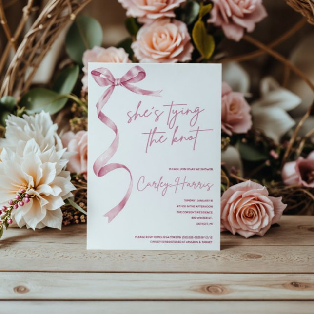 She's Tying the Knot! Modern Bridal Shower Invitation (Creator Uploaded)