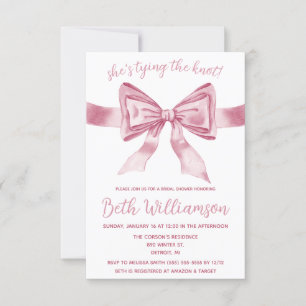 She's Tying the Knot Modern Coquette Bridal Shower Invitation