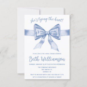 She's Tying the Knot Modern Coquette Bridal Shower Invitation