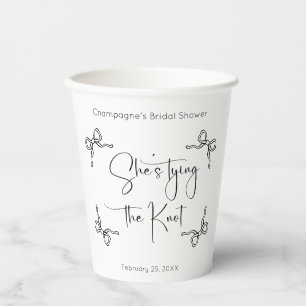 She's Tying The Knot Modern Script Bridal Shower Paper Cups