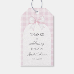 She's Tying The Knot Pastel Pink Bow Bridal Shower Gift Tags