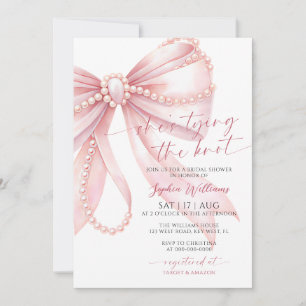 She's Tying the Knot Pearl Pink Bow Bridal Shower Invitation