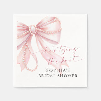 She's Tying the Knot Pearl Pink Bow Bridal Shower Napkin