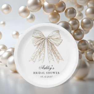She's Tying the Knot Pearls Bow Bridal Shower Paper Plate
