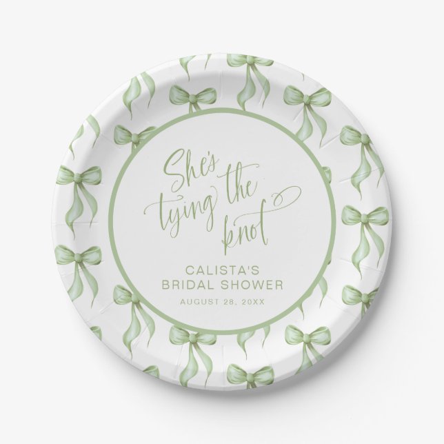 She's Tying the Knot Personalised Bridal Shower Paper Plate (Front)