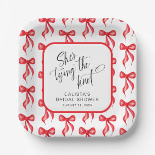She's Tying the Knot Personalised Bridal Shower Paper Plate