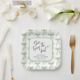 She's Tying the Knot Personalised Bridal Shower Paper Plate