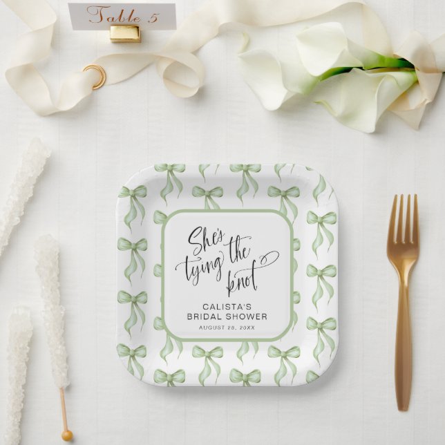 She's Tying the Knot Personalised Bridal Shower Paper Plate (Wedding)