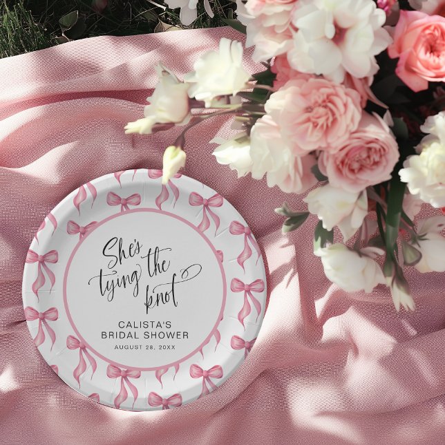 She's Tying the Knot Personalised Bridal Shower Paper Plate (Creator Uploaded)