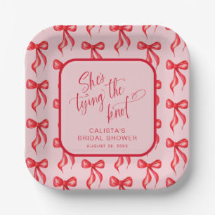 She's Tying the Knot Personalised Bridal Shower Paper Plate