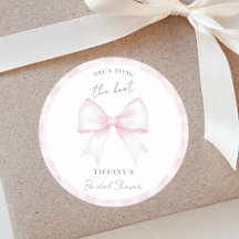 She's Tying The Knot Pink Blush Bow Bridal Shower