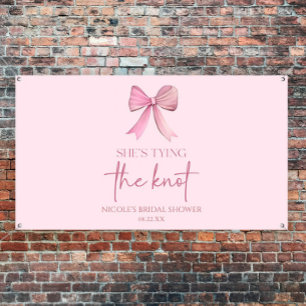 She's Tying The Knot Pink Bow Bridal Shower Banner