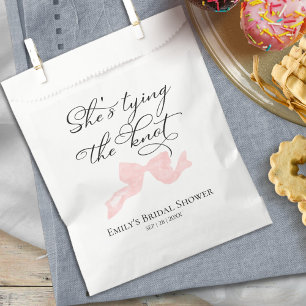 She's tying the knot Pink Bow Bridal Shower Favour Bags