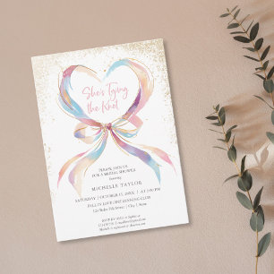 She's Tying The Knot Pink Bow Bridal Shower Invita Invitation
