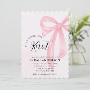 She's Tying the Knot pink bow Bridal Shower Invitation