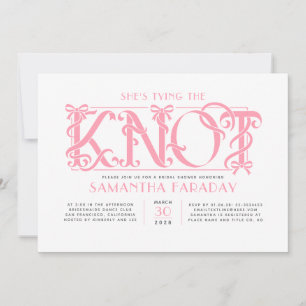 She's Tying The Knot Pink Bow Bridal Shower Invitation