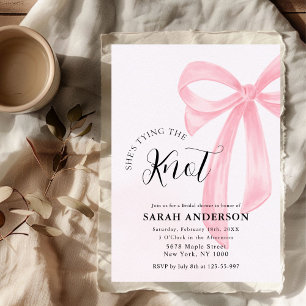 She's Tying the Knot pink bow Bridal Shower  Invitation