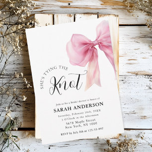 She's Tying the Knot pink bow Bridal Shower Invitation