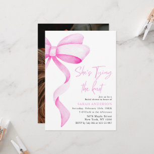 She's Tying the Knot pink bow Bridal Shower  Invitation