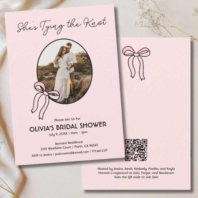 She's Tying the Knot Pink Bow Bridal Shower Invite (She's Tying the Knot Pink Bow Bridal Shower Invite)