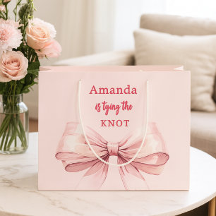 She's tying the knot pink bow Bridal Shower Large Gift Bag