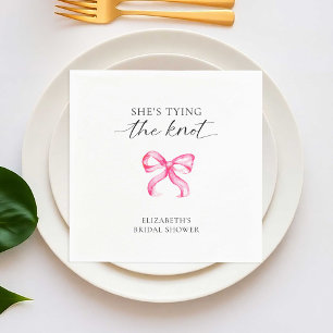 She's Tying the Knot Pink Bow Bridal Shower Napkin