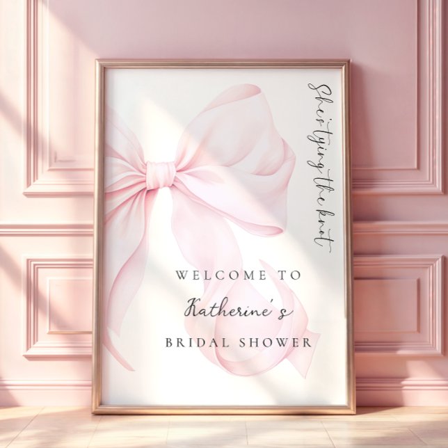 She's Tying the Knot Pink Bow Bridal Shower Poster (Creator Uploaded)