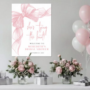 She's Tying The Knot Pink Bow Bridal Shower Sign