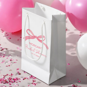 She's Tying The Knot Pink Bow Bridal Shower Small Gift Bag