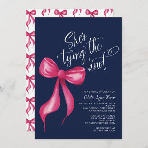 She's Tying the Knot Pink Navy Bridal Shower Invitation