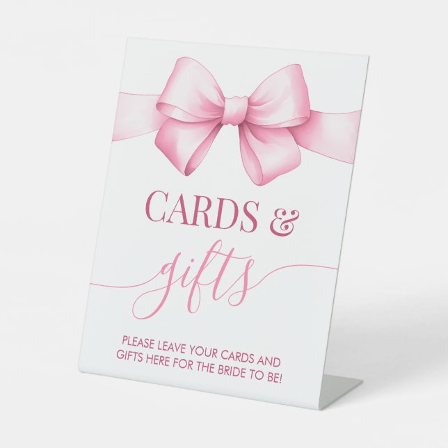 She's Tying the Knot Pink Ribbon Bridal Pedestal Sign (Front)