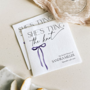 Shes Tying the Knot Puple Bow Bridal Shower Napkin