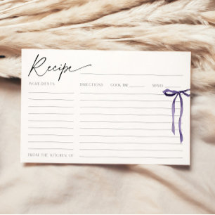 Shes Tying the Knot Purple Bow Bridal Recipe Card