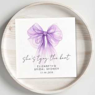 She's Tying The Knot Purple Bow Bridal Shower Napkin