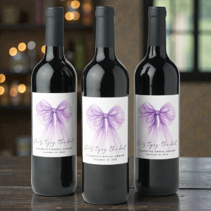 She's Tying The Knot Purple Bow Bridal Shower Wine Label