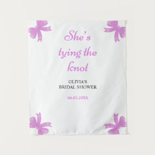 She's Tying The Knot Purple Bridal Shower Backdrop Tapestry