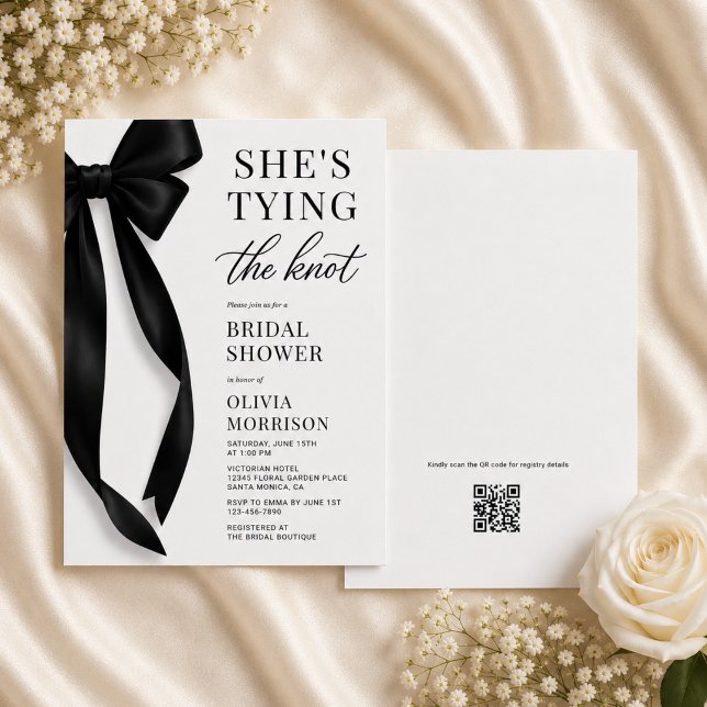 She's Tying The Knot QR Code Bridal Shower  Invitation (Creator Uploaded)