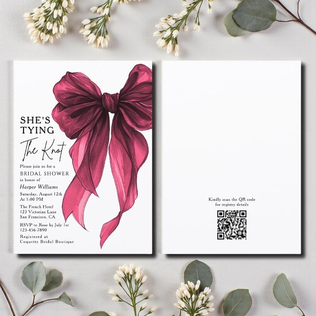 She's Tying The Knot QR Code Bridal Shower Invitation (Creator Uploaded)